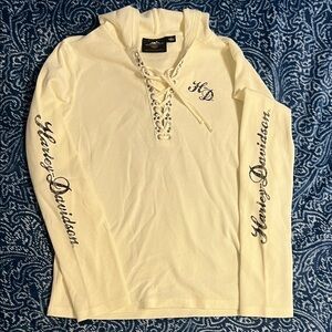 Harley-Davidson Cream Lace-Up Top